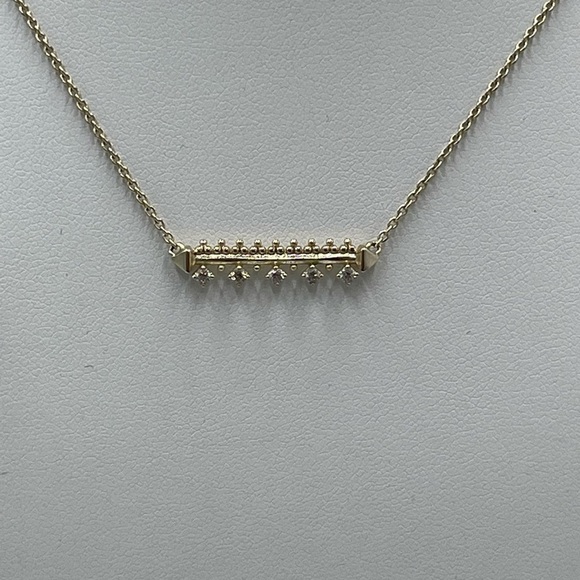 Kendra Scott Gold Plated Anissa Bar Pendant Cubic Zirconia Regal Necklace - Picture 2 of 13